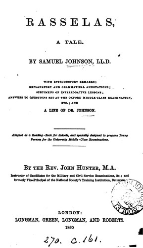 Samuel Johnson, John Hunter: Rasselas: A Tale (1860, Longman, Green, Longman , and Roberts)